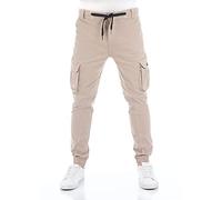 riverso Pantalon Cargo RIVHanno - Slim Fit - en Coton - Poches - Stretch - pour l'extérieur - Noir Gris Bleu Vert Beige Olive - W30 - W42 - Beige - W31