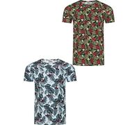 riverso RIVBill Lot de 2 t-shirts pour homme, 100 % coton, coupe droite, col rond, manches courtes, été, hawaïen, imprimé intégral, bleu, vert, bleu marine, noir, tailles S, M, L, XL, XXL, 3XL, 4XL,