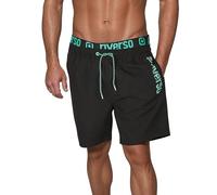 riverso RIVBobby Short de Bain pour Homme - Short d'été - Short de Plage - Cordon de Serrage - 100% Polyester - Noir Vert Orange Rouge, Noir/Vert, M