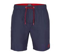 riverso RIVDavid Short de bain long pour homme - Coupe droite - Taille élastique - Noir, bleu, rouge, vert, orange, S, M, L, XL, XXL, 3XL, 4XL, 5XL, Bleu marine/rouge cerise, XXL