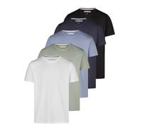 riverso RIVDean Lot de 5 t-shirts d'été pour homme, coupe droite, col rond, manches courtes, noir, blanc, beige, vert, gris, bleu, tailles S, M, L, XL, XXL, 3XL, 4XL, 5XL, Lot de 4, 5XL