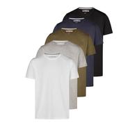 riverso RIVDean Lot de 5 t-shirts d'été pour homme, coupe droite, col rond, manches courtes, noir, blanc, beige, vert, gris, bleu, tailles S, M, L, XL, XXL, 3XL, 4XL, 5XL, Lot de 3, L