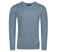 riverso RIVEmil Pull pour Homme col en V Basic tricoté en Coton Biologique 100% Coton Fin Pull régulier Uni Noir Gris Rouge Bleu Marine Marron S M L XL XXL 3XL 4XL 5XL - Bleu - XXXXX-Large