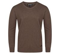 riverso RIVEmil Pull pour Homme col en V Basic tricoté en Coton Biologique 100% Coton Fin Pull régulier Uni Noir Gris Rouge Bleu Marine Marron S M L XL XXL 3XL 4XL 5XL - Marron - XXX-Large