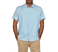 riverso RIVEmilio Chemise en lin pour homme - Manches courtes - Coupe droite - Chemise d'été - Uni - Blanc, beige, bleu, vert, bleu marine - Tailles S, M, L, XL, XXL, 3XL, 4XL, 5XL, Bleu ciel lumineux