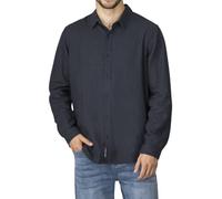 riverso RIVFabio Chemise en lin pour homme - Coupe droite - Manches longues - Chemise d'été - Uni - Noir Blanc Beige Bleu Vert - Tailles S M L XL XXL 3XL 4XL 5XL, bleu marine, XL