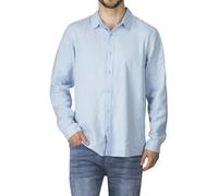 riverso RIVFabio Chemise en lin pour homme - Coupe droite - Manches longues - Chemise d'été - Uni - Noir Blanc Beige Bleu Vert - Tailles S M L XL XXL 3XL 4XL 5XL, Bleu ciel lumineux, XL