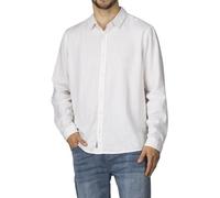 riverso RIVFabio Chemise en lin pour homme - Coupe droite - Manches longues - Chemise d'été - Uni - Noir Blanc Beige Bleu Vert - Tailles S M L XL XXL 3XL 4XL 5XL, Blanc., M