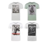 riverso RIVFritz Lot de 4 t-shirts pour homme avec impression photo à col rond à manches courtes et col rond Imprimé animal, Mélange de couleurs 3., XXXXXL