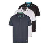 riverso RIVLeano Lot de 3 polos à manches courtes pour homme - Coupe droite - En coton uni - Blanc, noir, bleu, vert, gris, beige, S, M, L, XL, XXL, 3XL, 4XL, 5XL, Pack 3 (blanc/bleu marine/noir), M