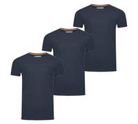 riverso RIVLenny Lot de 3 t-Shirts Basiques pour Homme à col Rond Coupe ajustée Manches Courtes Uni Fil flammé 100% Coton, Bleu Marine, L