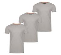 riverso RIVLenny Lot de 3 t-Shirts Basiques pour Homme à col Rond Coupe Droite Manches Courtes Uni Fil flammé 100% Coton, Gris fumé, M