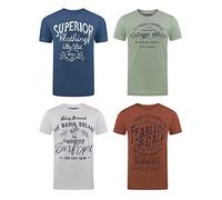 riverso RIVLeon - Lot de 4 t-shirts à col rond et manches courtes pour homme - 100 % coton - Coupe droite - Vert, bleu, blanc, gris, rouge, orange - Taille S, M, L, XL, 2XL, 3XL, 4XL, 5XL, XXXL