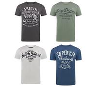 riverso RIVLeon Lot de 4 t-Shirts à col Rond pour Homme T-Shirt imprimé à Manches Courtes 100% Coton Coupe Normale Vert Bleu Blanc Gris Rouge Orange S M L XL 2XL 3XL 4XL 5XL - Multicolore - XX-Large