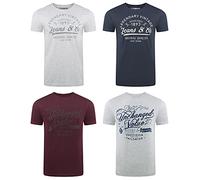 riverso RIVLeon Lot de 4 t-Shirts à col Rond pour Homme T-Shirt imprimé à Manches Courtes 100% Coton Coupe Normale Vert Bleu Blanc Gris Rouge Orange S M L XL 2XL 3XL 4XL 5XL - Multicolore - XX-Large