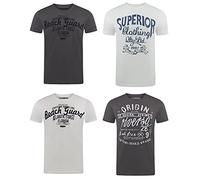 riverso RIVLeon Lot de 4 t-Shirts à col Rond pour Homme T-Shirt imprimé à Manches Courtes 100% Coton Coupe Normale Vert Bleu Blanc Gris Rouge Orange S M L XL 2XL 3XL 4XL 5XL - Multicolore - XX-Large