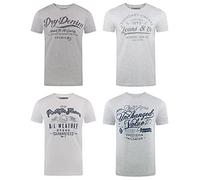 riverso RIVLeon Lot de 4 t-Shirts à col Rond pour Homme T-Shirt imprimé à Manches Courtes 100% Coton Coupe Normale Vert Bleu Blanc Gris Rouge Orange S M L XL 2XL 3XL 4XL 5XL - Multicolore - XX-Large