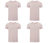 riverso RIVMatteo Lot de 4 t-shirts basiques à col rond pour homme - Manches courtes - Couleur unie - 100 % coton - S M L XL XXL - 3XL 4XL 5XL, Rose clair (13200), XXXXL
