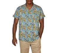 riverso RIVMick Chemise hawaïenne à manches courtes pour homme Coupe droite Chemise d'été Chemise hawaïenne avec poche poitrine Fleurs Vert Bleu Noir S M L XL XXL 3XL 4XL 5XL, Tropical Slate Blue, 4XL