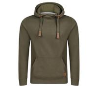 riverso RIVniklas Pull à Capuche pour Homme avec Capuche et Poche Kangourou, col croisé régulier, uni, Coton, Gris, Marron, Vert, Rouge, Bleu, Noir, S, M, L, XL, 2XL, 3XL, 4XL, 5XL - Vert - XL