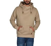 riverso RIVNiklas Pull à capuche pour homme avec poches kangourou, col croisé régulier, couleur unie, coton, Cobblestone Beige, L