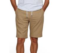 riverso RIVOliver - Short d'été en lin pour homme - Coupe droite - Longueur genou - Couleur unie - Blanc, bleu, marine, beige, noir, vert, tailles S, M, L, XL, XXL, 3XL, 4XL, 5XL, Beige clair, M