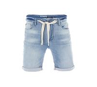riverso RIVPaul Short en jean stretch pour homme - Avec cordon de serrage - Coupe droite - Bermuda d'été - Denim - Couleur unie - Noir - Bleu - Gris - 30, 31, 32, 33, 34, 36, 38, 40, 42, 44, 46, Bleu
