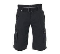riverso Short Cargo pour Homme Rivanton Ceinture Bermuda Short Court 100% Coton Bleu Gris Olive Noir Beige à Carreaux w30 - w46 - Noir - 36