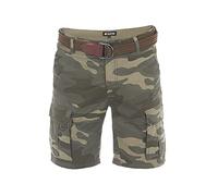 riverso Short Cargo RIVJakob pour Homme - Regular - Bermuda - 100% Coton - avec Ceinture - Noir - Camouflage - Beige Olive - Vert Olive - Vert - Bleu - Rouge