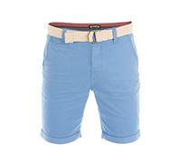riverso Short chino d'été pour homme avec ceinture, coupe droite RIVHenry Bermuda stretch bleu marine, rouge, vert, orange, beige, gris, 30, 31, 32, 33, 34, 36, 38, 40, 42, 44, 46, Bleu moyen., 46