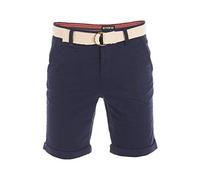 riverso Short chino d'été pour homme avec ceinture, coupe droite RIVHenry Bermuda stretch bleu marine, rouge, vert, orange, beige, gris, 30, 31, 32, 33, 34, 36, 38, 40, 42, 44, 46, Bleu marine foncé