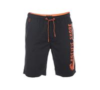 riverso Short de bain RIVJannik Short de bain pour homme - Short de sport - Short d'été - Avec cordon de serrage - Imprimé 100 % polyester, Noir/orange (64006), S