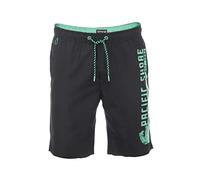 riverso Short de bain RIVJannik Short de bain pour homme - Short de sport - Short d'été - Avec cordon de serrage - Imprimé 100 % polyester, Noir/vert (64007), S