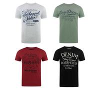 Riverso T-Shirt Homme Coton Regular Fit RIVLEON 4 Pièces Pack Col Rond Court