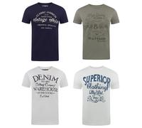 Riverso T-Shirt Homme Coton Regular Fit RIVLEON 4 Pièces Pack Col Rond Court