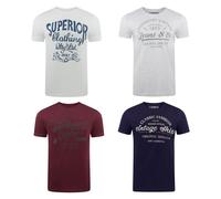 Riverso T-Shirt Homme Coton Regular Fit RIVLEON 4 Pièces Pack Col Rond Court