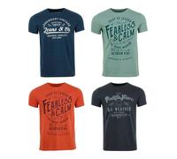 Riverso T-Shirt Homme Coton Regular Fit RIVLEON 4 Pièces Pack Col Rond Court