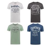 Riverso T-Shirt Homme Coton Regular Fit RIVLEON 4 Pièces Pack Col Rond Court
