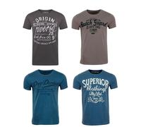 Riverso T-Shirt Homme Coton Regular Fit RIVLEON 4 Pièces Pack Col Rond Court
