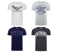 Riverso T-Shirt Homme Coton Regular Fit RIVLEON 4 Pièces Pack Col Rond Court