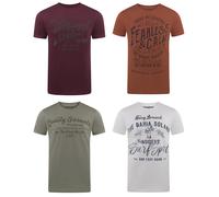 Riverso T-Shirt Homme Coton Regular Fit RIVLEON 4 Pièces Pack Col Rond Court