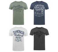 Riverso T-Shirt Homme Coton Regular Fit RIVLEON 4 Pièces Pack Col Rond Court