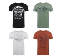 Riverso T-Shirt Homme Coton Regular Fit RIVLEON 4 Pièces Pack Col Rond Court