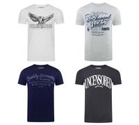 Riverso T-Shirt Homme Coton Regular Fit RIVLEON 4 Pièces Pack Col Rond Court