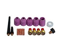RIVERWELD 18pcs corps de pinces de lentille de gaz TIG 45V42 45V43 45V44 45V45 buse d'alumine 53N58 53N59 53N60 53N61 53N61S Kit de capuchons arrière de tasse de joint pour PTA DB SR WP 9 20 25
