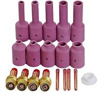 RIVERWELD 19 pièces lentille de gaz TIG 45V24 10N22 (1.0mm) 45V25 10N23 (1.6mm) 45V26 10N24 (2.4mm) 45V27 10N25 (3.2mm) tasse en céramique 54N14 54N15 54N16 54N17 54N18 pour WP 17 1 8 26