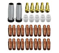 RIVERWELD Accessoires de soudure MIG MAG CO₂, électrodes contact M6 1,0mm 140.0242, buse gaz conique, support pointe et diffuseuse céramique pour torche 24KD MB24, 32 pièces