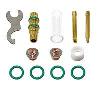 RIVERWELD Adaptateur électrode tungstène avec économiseur de Gaz TIG 1,6mm & 2,4mm Coupes Verre Transparent Buse en Quartz 3P8GS 10L 14mm pour SR WP 17 18 26 Torche de Soudage TIG 11pcs