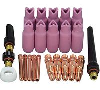RIVERWELD Buses en Alumine Coupes en Céramique TIG Extérieur et Intérieur 90º 10N50 6.5mm Corps de Collet 10N Capuchons arrière 57Y série kit pour SR WP 17 18 26 Torche de Soudage TIG 24pcs