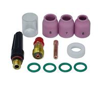 RIVERWELD Corps de Collet Diffuseur de Gaz Compact 17GL332 10N24S 2,4mm Coupelles-Buses en Quartz Transparent #10 16mm Buses D'alumine 53N pour SR WP 17 18 26 Torche de Soudage TIG 12pcs